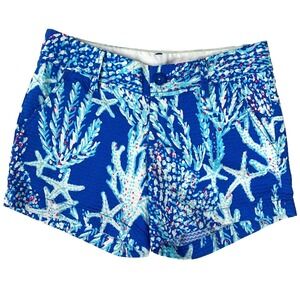 Lilly Pulitzer Textured Callahan 5" Inseam Shorts sz 2 Good Reef Starfish Coral